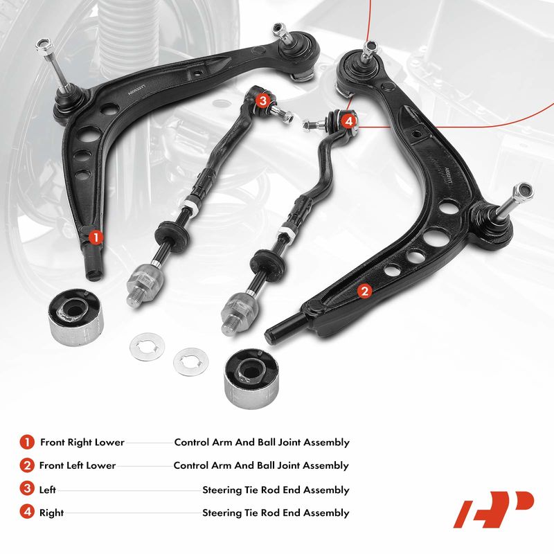 4x Control Arms with Ball Joint & Tie Rod for BMW E36 Z3 318i 320i 325i 328i