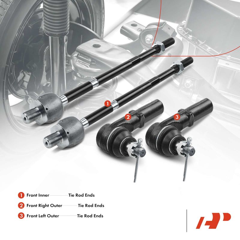 4x Front Inner & Outer Tie Rod Ends for Volkswagen Golf 1999-2006 Beetle Jetta