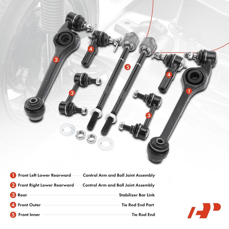 8x Control Arm with Ball Joint Sway Bar Link Tie Rod End for Saturn SC SL SW1