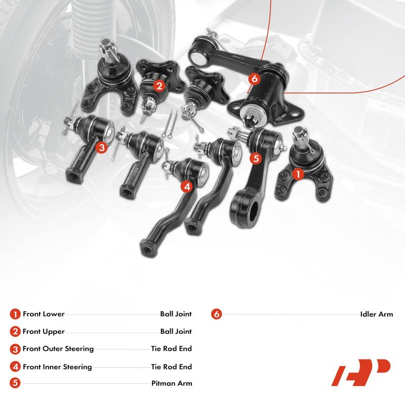10x Tie Rod End Ball Joint Pitman Arm Idler Arm for Mazda B2200 1987-1991