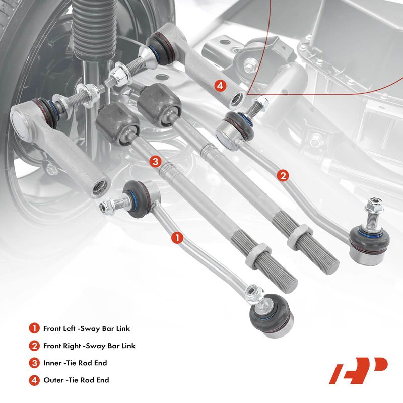 6x Stabilizer Sway Bar Link & Tie Rod End for Tesla S 2012-2016 RWD