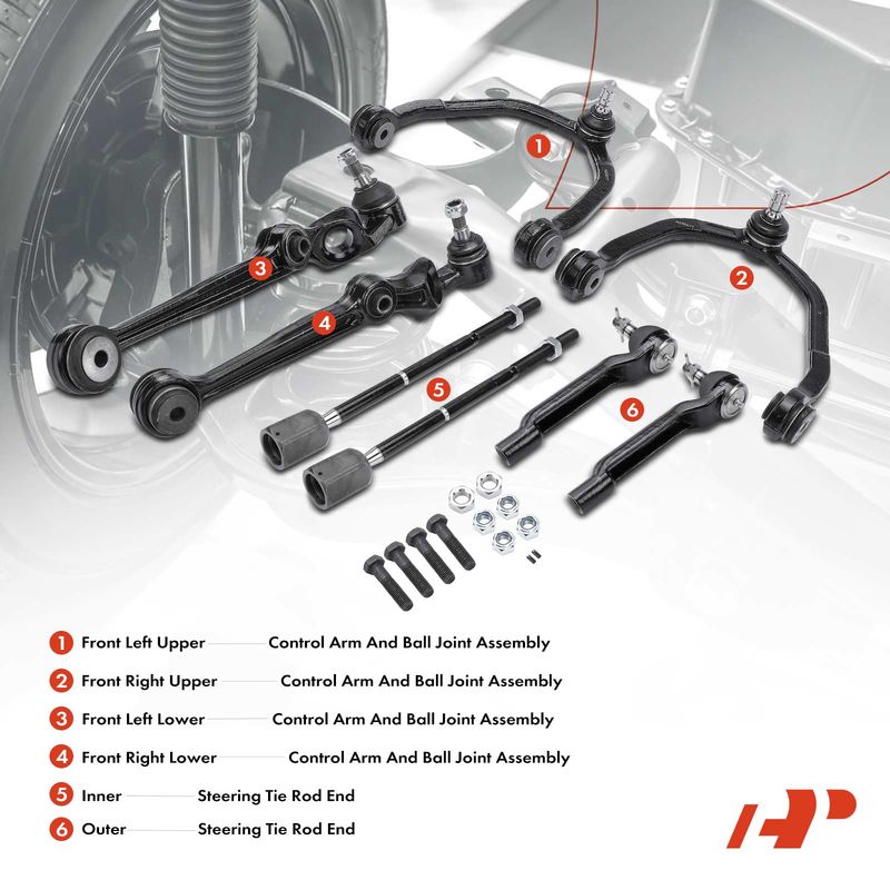 8x Control Arm with Ball Joint & Tie Rod End for Ford Thunderbird Mercury Cougar