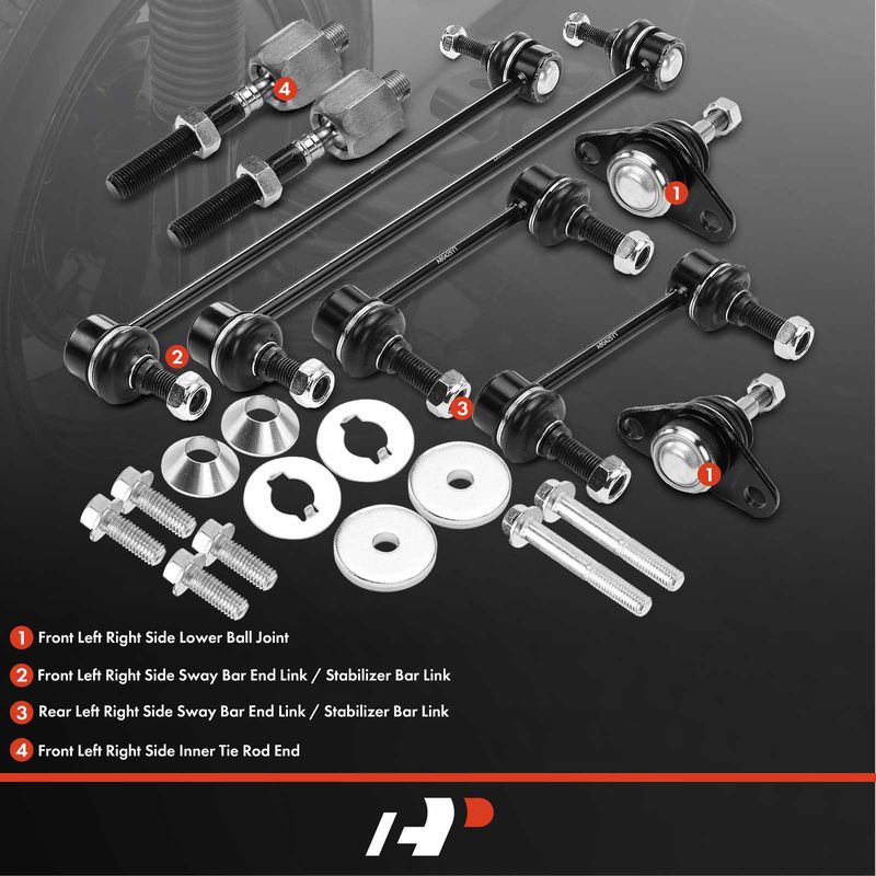8x Ball Joint & Sway Bars & Tie Rods for Volvo S60 S80 V70 XC70