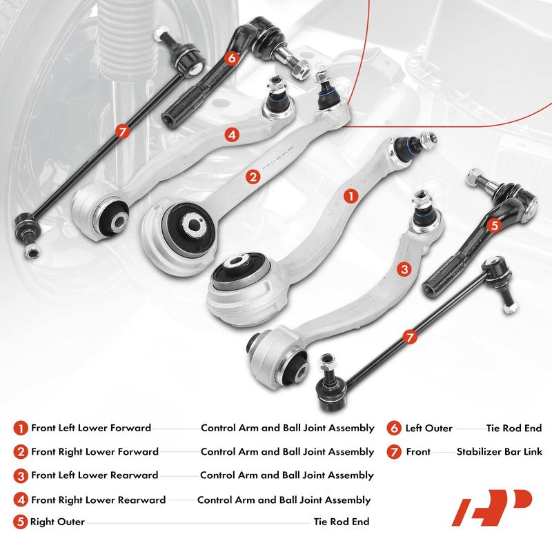 8x Control Arm with Ball Joint Sway Bar Link for Mercedes-Benz C300 C350 E350
