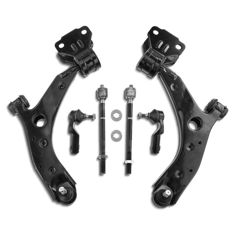 6x Front Lower Control Arm with Ball Joints Inner & Outer Tie Rod End for Mazda 3