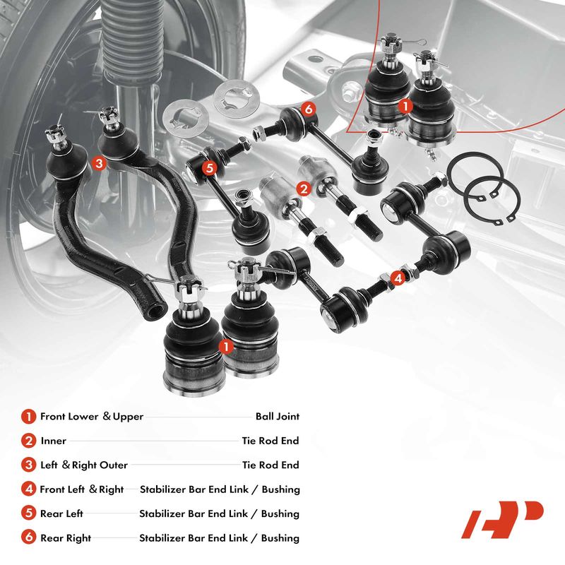 12x Front & Rear Tie Rod End & Sway Bars & Ball Joint for Honda Accord 2003-2007