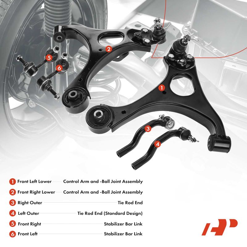 6x Front Control Arm & Ball Joint Assembly for Honda Civic 2006-2011 1.3L 1.8L