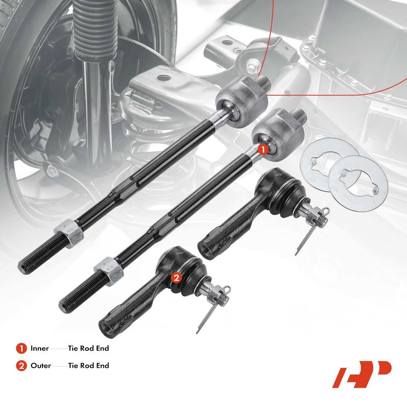 4x Inner & Outer Tie Rod End for Nissan 240SX 1989-1994 Multi Sentra Pulsar NX