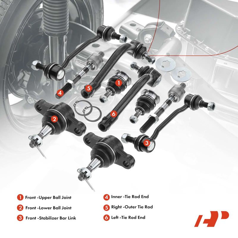 10x Front Stabilizer Bar Link & Tie Rod End Ball Joint for Hyundai Azera Sonata