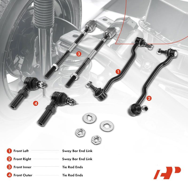 6x Front Stabilizer Bar End Links and Tie Rod Ends for Nissan Altima Maxima 3.5L