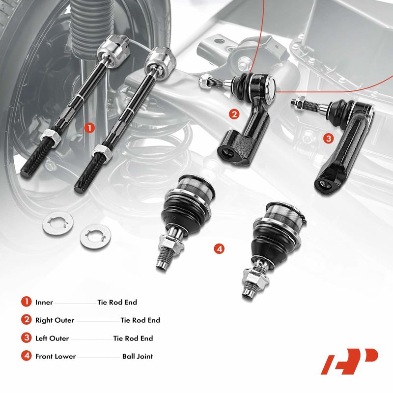 6x Inner & Outer Tie Rod Ends & Front Lower Ball Joint for Ford F-150 Lincoln
