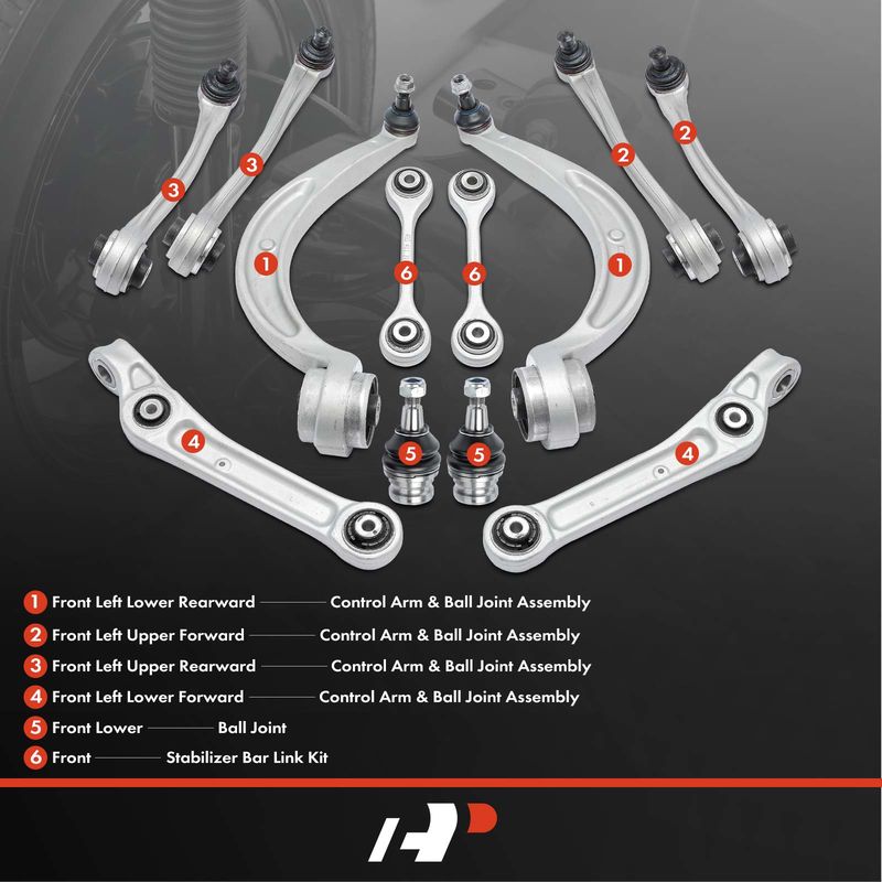 12x Control Arm with Ball Joint & Sway Bar Link for Audi A4 A4 Quattro