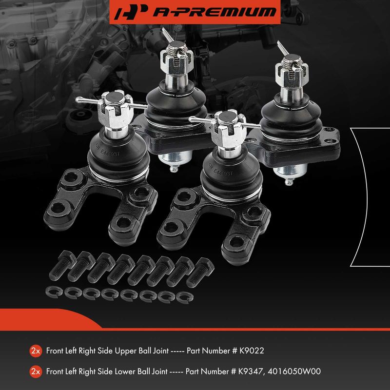 4x Front Lower & Upper Ball Joint for Nissan 720 D21 Pathfinder Pickup 1995-1997