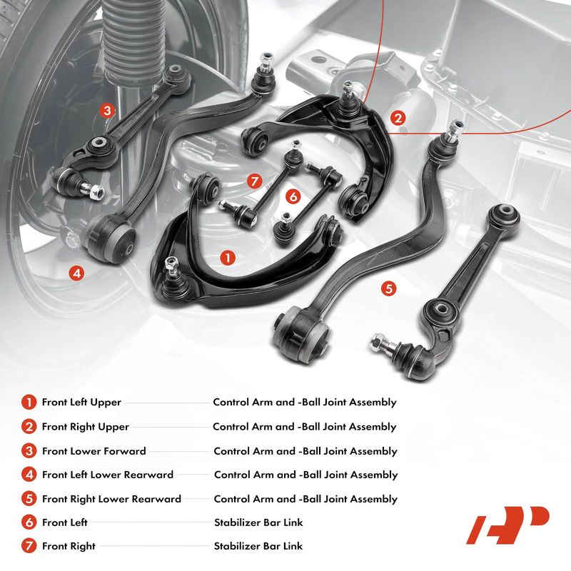 8x Front Control Arm with Ball Joints Stabilizer Bar Link for Ford Fusion Lincoln