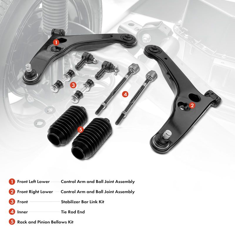10x Front Control Arm with Ball Joint Sway Bar Link for Mitsubishi Lancer 03-07