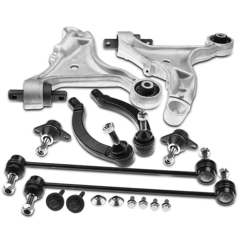 8x Front Lower Control Arms Tie Rods Sway Bars Ball Joints for Volvo S60 01-07