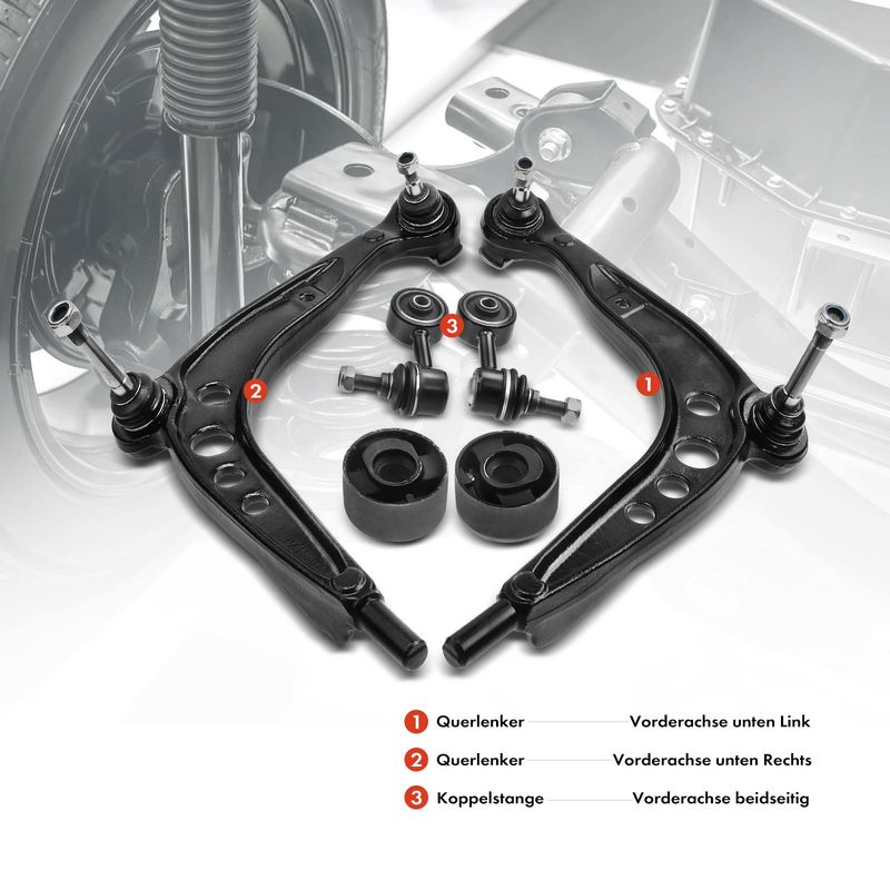 4x Front Control Arm with Ball Joint Sway Bar Link for BMW 318i 92-99 320i 325i Z3