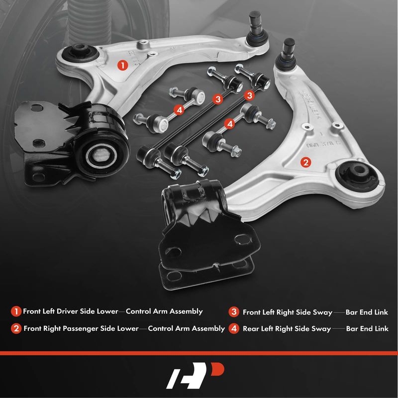 6x Front & Rear Control Arm with Ball Joint Stabilizer Bar Link for Lincoln MKZ