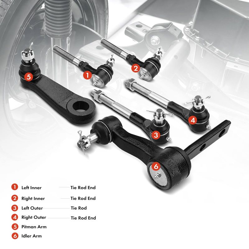 6x Inner & Outer Tie Rod Ends for Ford F-150 97-03 F-250 Expedition Lincoln RWD