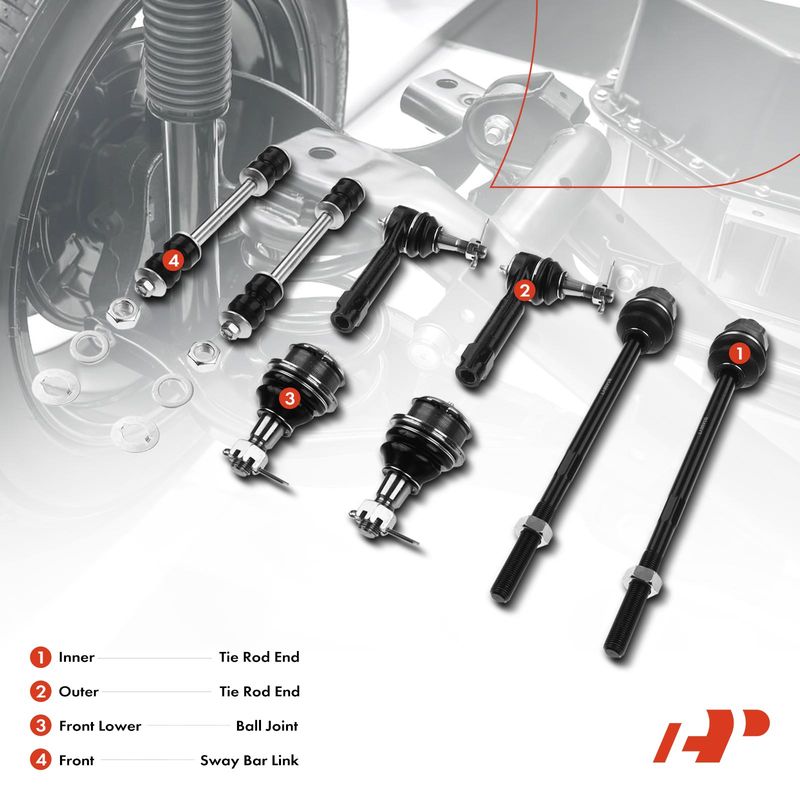 8x Front Sway Bar Link Tie Rod End Ball Joint Kit for Chevy Silverado GMC Sierra