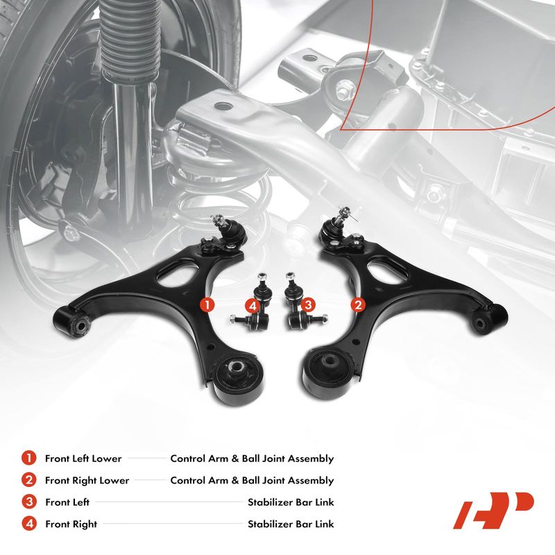 4x Front Lower Control Arm with Ball Joint Sway Bar Link for Honda Civic Acura