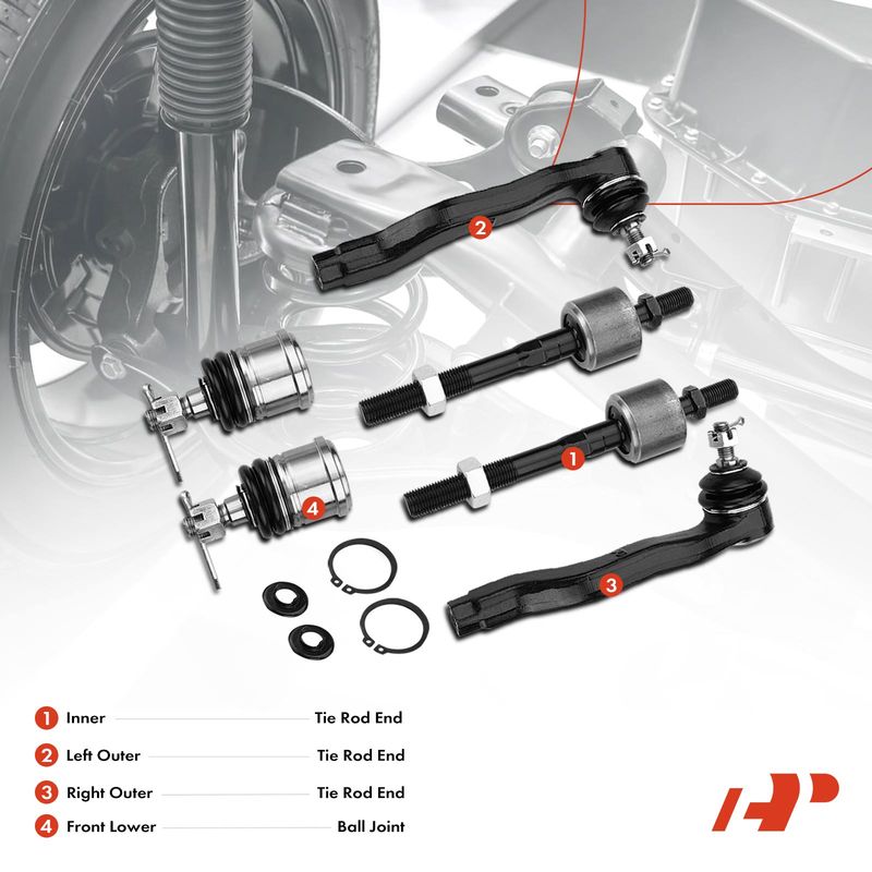 6x Inner & Outer Tie Rod Ends Kit with Ball Joints for Honda Civic CRX 1988-1991