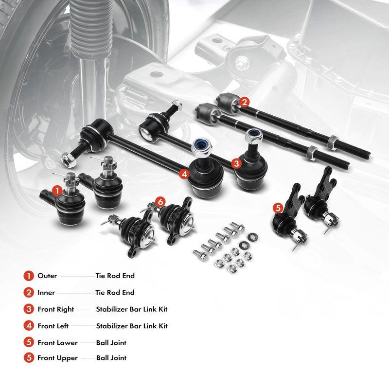 10x Front Stabilizer Bar Link & Tie Rod End for Honda Passport 98-02 Amigo Axiom