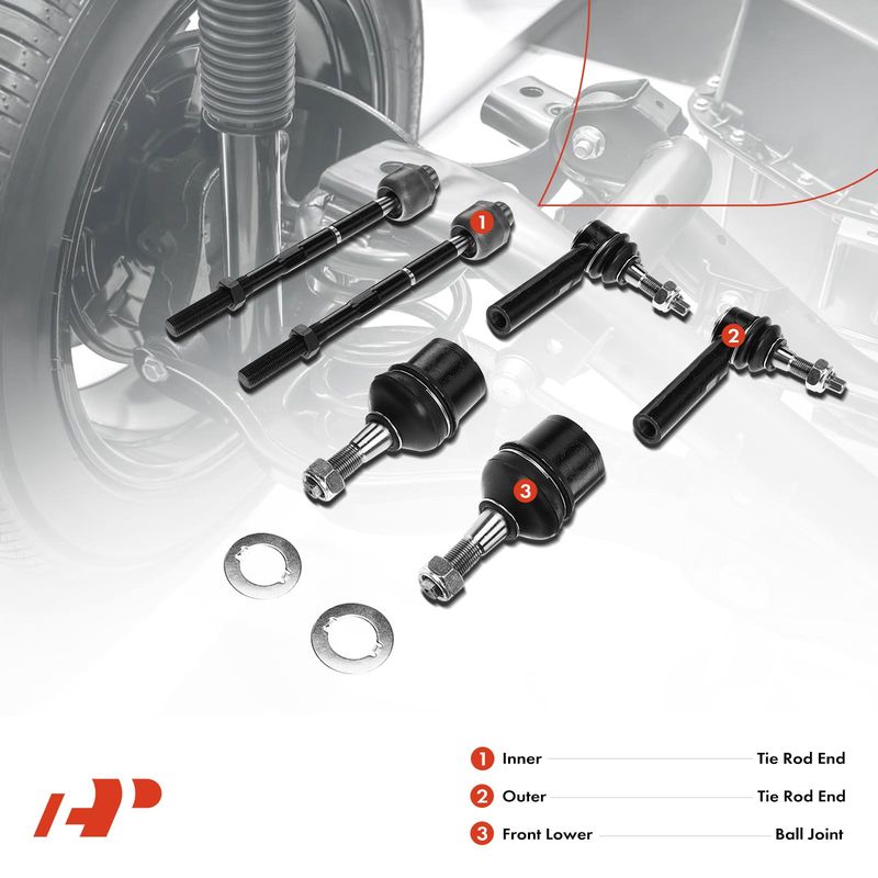 6x Inner & Outer Tie Rod End with Ball Joint for Dodge Durango Chrysler Aspen
