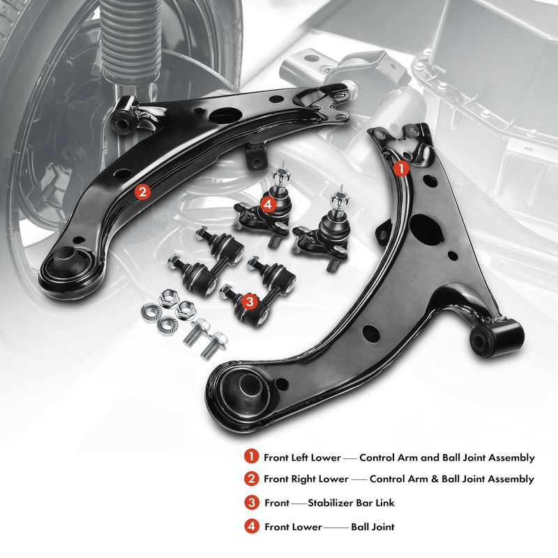 6x Front Lower Control Arm & Ball Joint & Sway Bar Link for Toyota Corolla 96-02