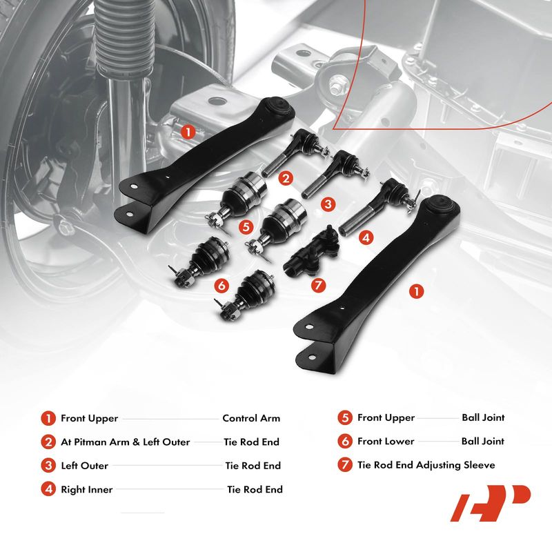 10x Front Control Arm with Ball Joint Tie Rod End for Jeep Cherokee TJ Wrangler