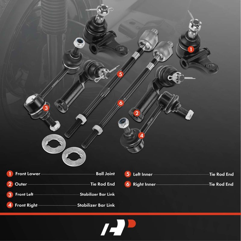 8x Tie Rod End & Stabilizer Bar Link & Ball Joint for Mazda Miata 99-05