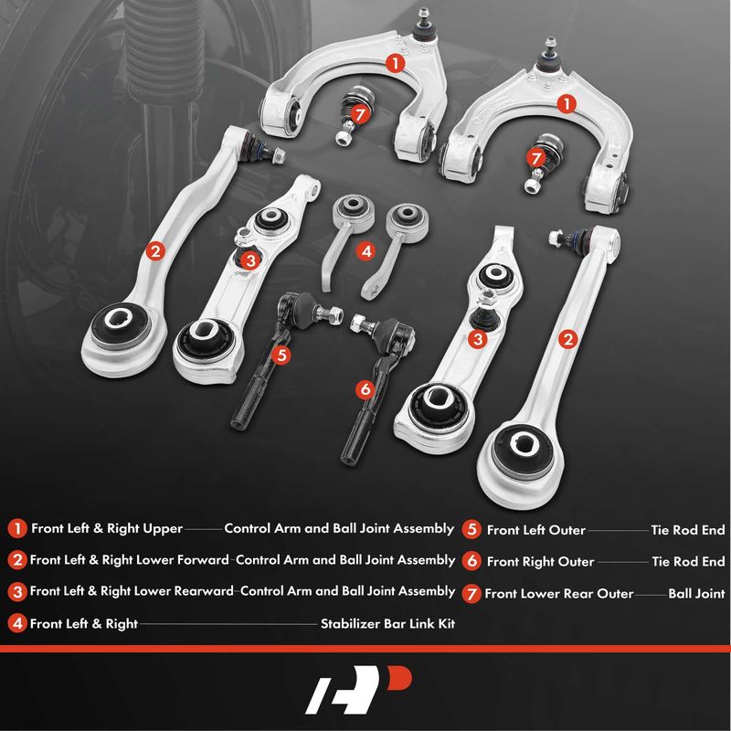 12x Front Control Arm Ball Joint Bar Link Tie Rod End for Mercedes-Benz C219 W211